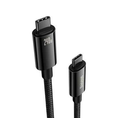 USB-C кабел за данни и зареждане - USB-C Baseus Tungsten Gold, 240W, 1m, черен CAWJ040001