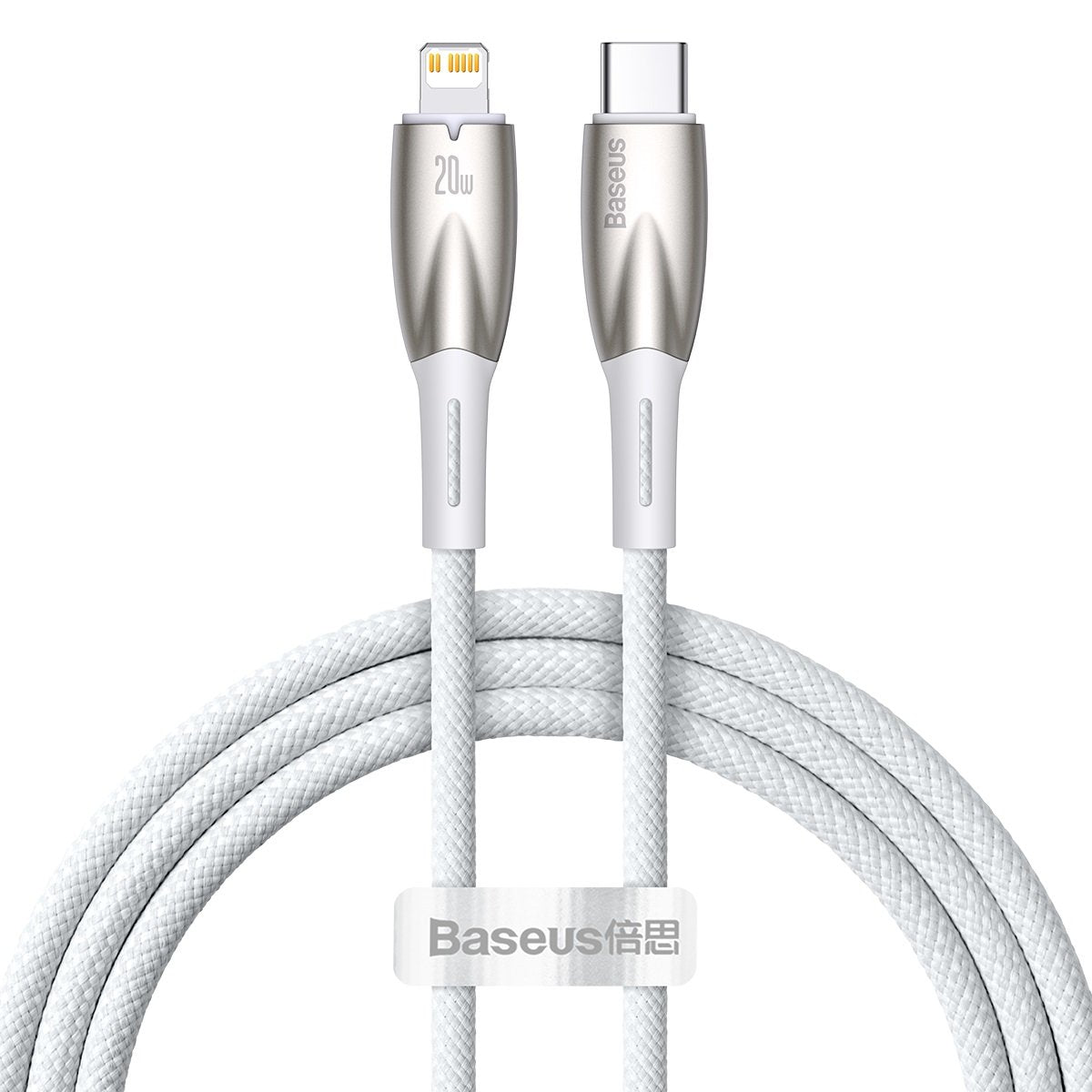 Baseus Glimmer Series USB-C - Lightning кабел за данни и зареждане, 20W, 1m, бял CADH000002 