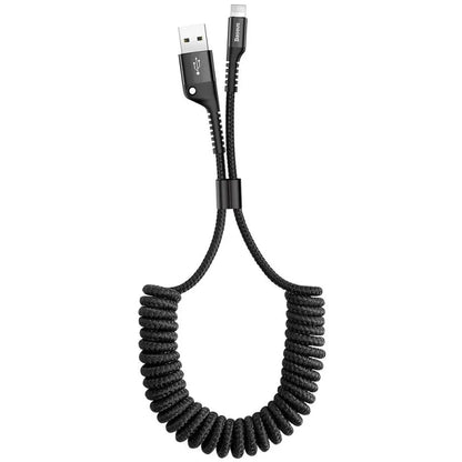 Кабел за пренос на данни и зареждане USB-A - Lightning Baseus Fish Eye Spring, 18 W, 1 м, черен CALSR-01 CALSR-01