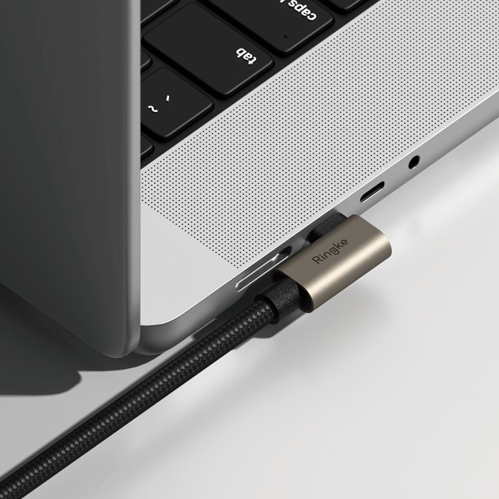 Кабел за данни и зареждане USB-C - USB-C Ringke 2X2 Angled, 240W, 1m, Черен