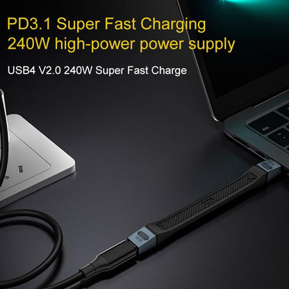 Кабел за данни и зареждане USB-C - USB-C OEM 8K видео, 240W, 0.13m, Черен