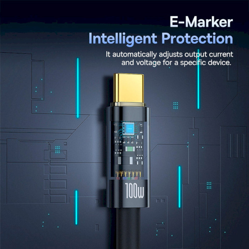 Кабел за данни и зареждане USB-C - USB-C Baseus Explorer, 100W, 1m, Черен P10319703111-00