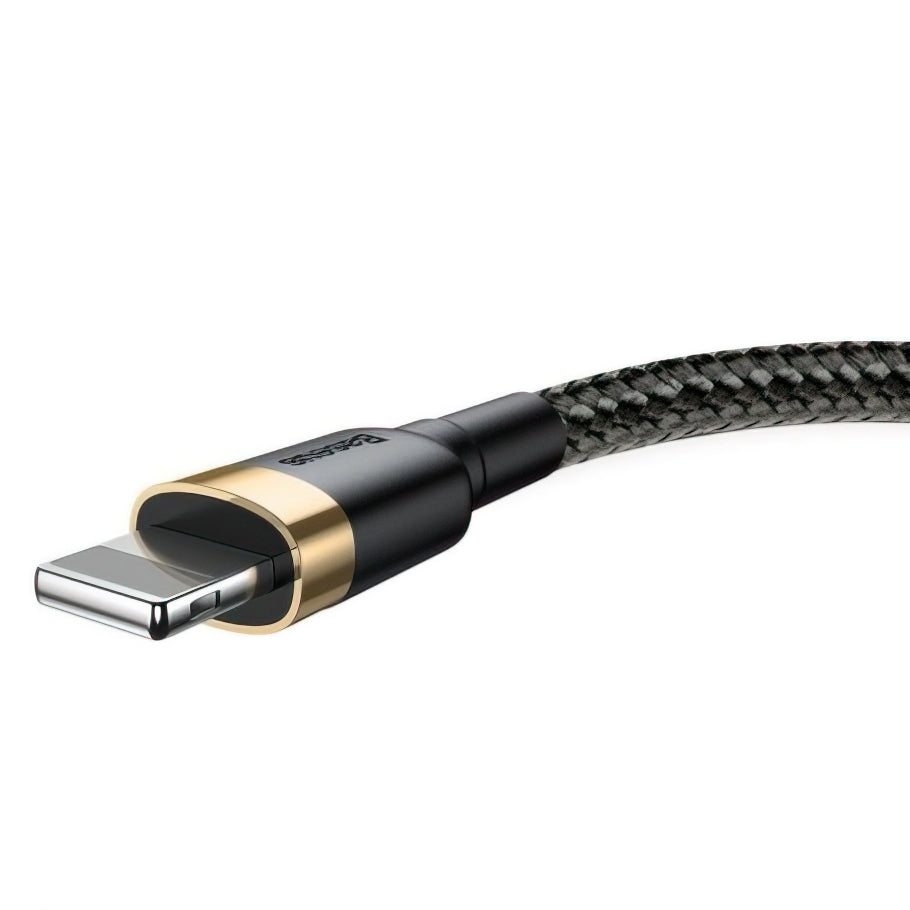 Кабел за данни и зареждане USB-A - Lightning Baseus Cafule, 18W, 3m, Златист CALKLF-RV1