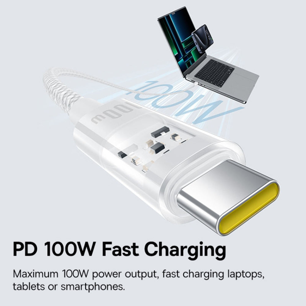 Кабел за данни и зареждане USB-C - USB-C Baseus Gem, 100W, 2m, Бял P10373000211-01