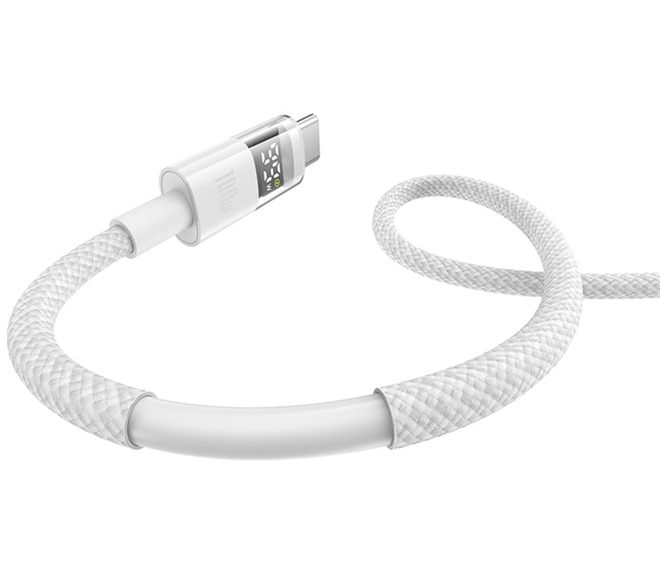 Кабел за данни и зареждане USB-A - USB-C Baseus Display 2, 100W, 2m, Бял P10382701211-01