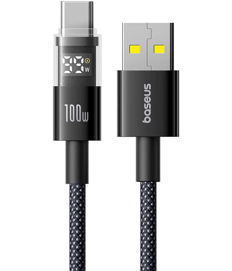 Кабел за данни и зареждане USB-A - USB-C Baseus Display 2, 100W, 1m, Черен P10382701121-00