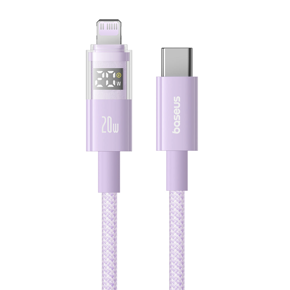 Кабел за данни и зареждане USB-C - Lightning Baseus Display 2, 20W, 1m, Лилав P10382703511-00