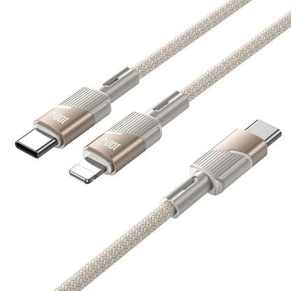 Кабел за данни и зареждане USB-C - 2 x USB-C HOCO U139 2in1, 100W, 1.2m, Златист