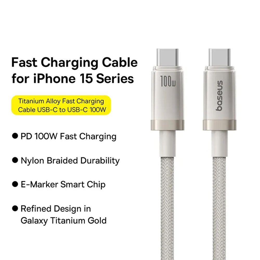 USB-C Data and Charging Cable - USB-C Baseus Titanium, 100W, 1m, Silver P10378100G21-00