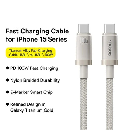 USB-C Data and Charging Cable - USB-C Baseus Titanium, 100W, 1m, Silver P10378100G21-00