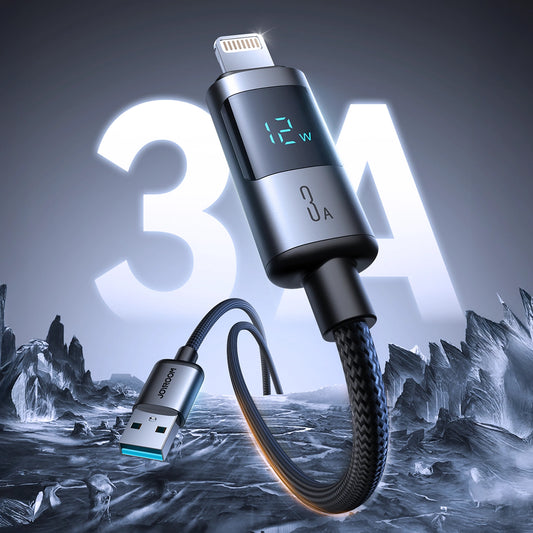 Кабел за данни и зареждане USB-A - Lightning Joyroom S-A16 Pro Prism Display, 12W, 1.2m, Черен