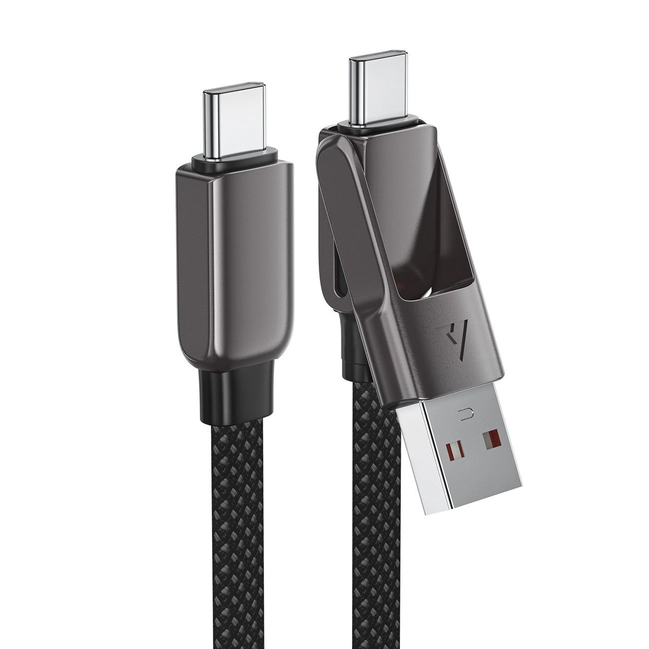 Кабел за данни и зареждане USB-C - USB-A / USB-C Acefast C13-05, 60W, 0.2m, Черен