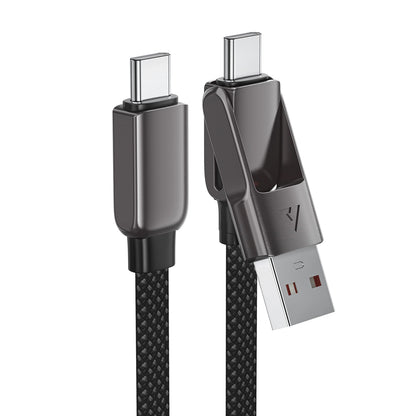 Кабел за данни и зареждане USB-C - USB-A / USB-C Acefast C13-05, 60W, 0.2m, Черен