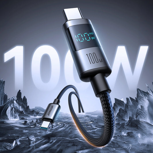 Кабел за данни и зареждане USB-C - USB-C Joyroom S-A16 Pro Prism Display, 100W, 1.2m, Черен