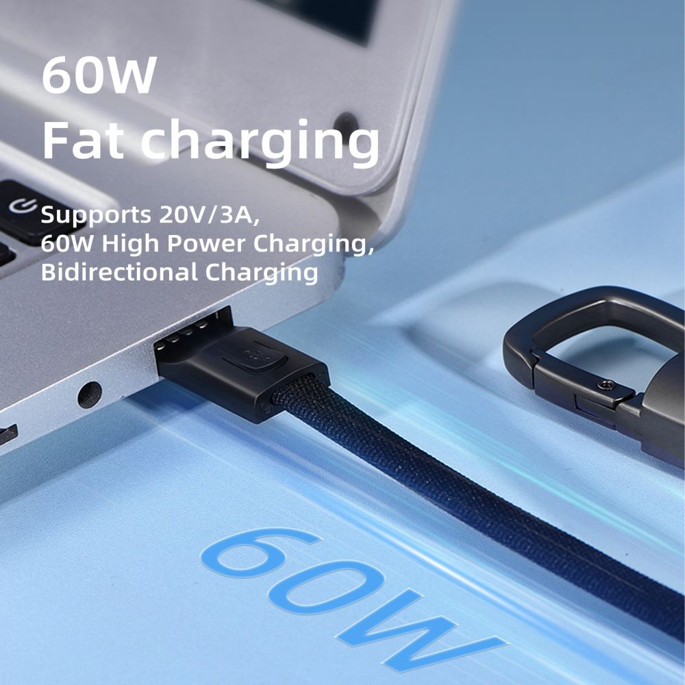 Кабел за данни и зареждане USB-C - USB-C Tech-Protect Ultraboost DNA Keychain, 60W, 0.17m, Сив