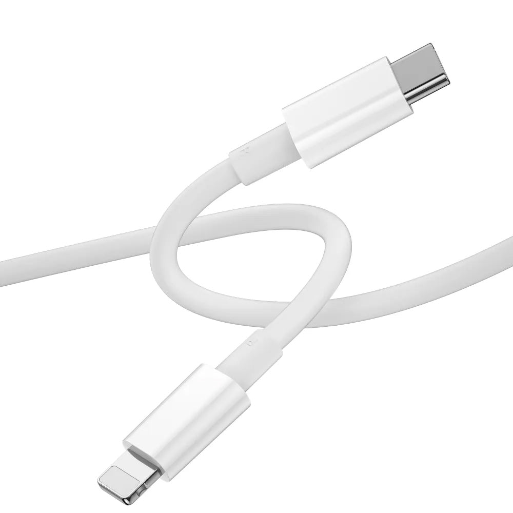 Кабел за данни и зареждане USB-C - Lightning WiWu Wi-C008, 30W, 1.2m, Бял