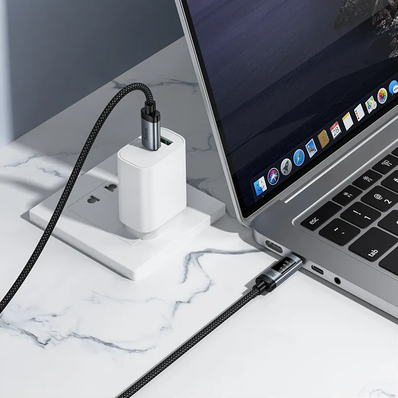 Кабел за данни и зареждане USB-C - USB-C HOCO Display U148, 240W, 1.2m, Черен