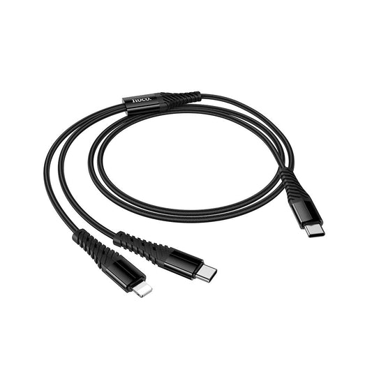 Кабел за зареждане USB-C - Lightning / USB-C HOCO X123, 10W, 1m, Черен