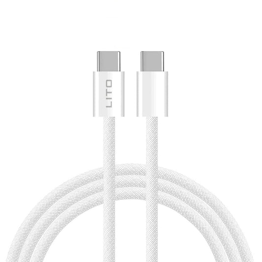 Кабел за данни и зареждане USB-C - USB-C Lito LD04CC, 60W, 2m, Бял