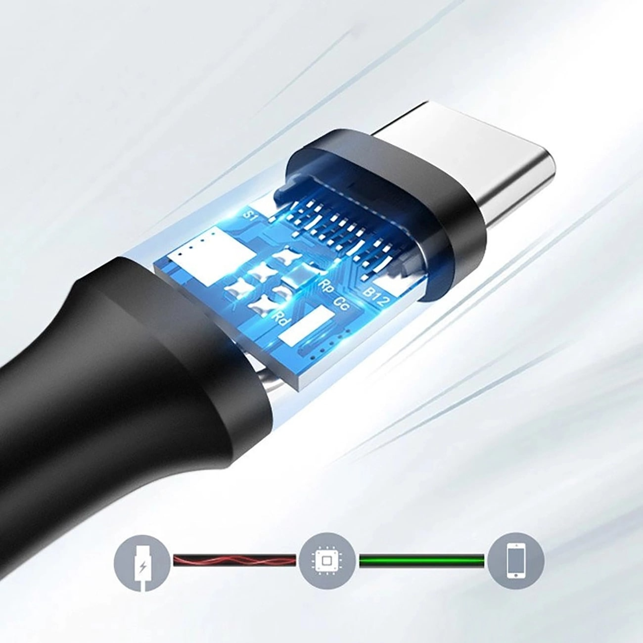 Кабел за данни и зареждане USB-A - USB-C UGREEN US184, 18W, 0.5m, Черен