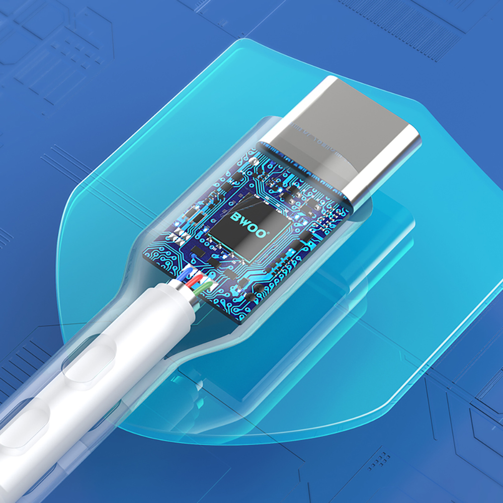 Кабел за данни и зареждане USB-A - USB-C BWOO X172C, 60W, 1m, Бял