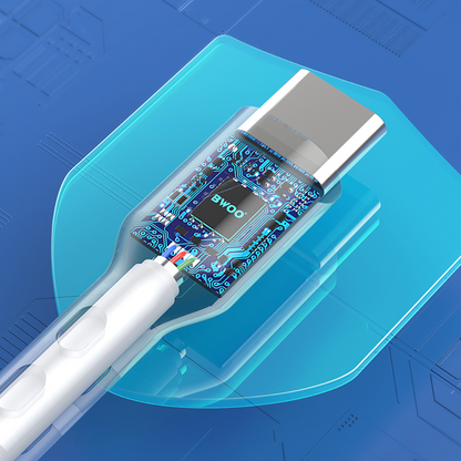 Кабел за данни и зареждане USB-A - USB-C BWOO X172C, 60W, 1m, Бял