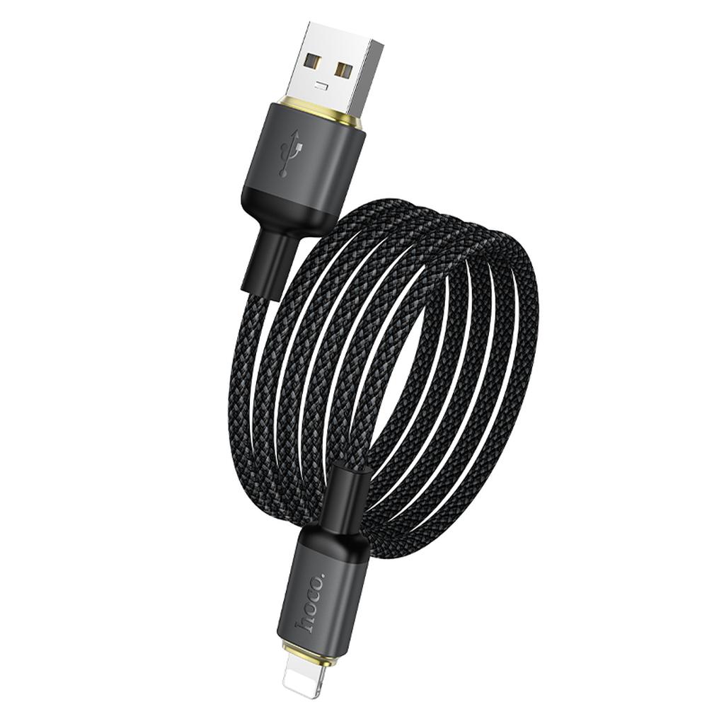Кабел за данни и зареждане USB-A - Lightning HOCO X128 Benefit, 12W, 1м, Черен