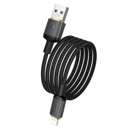 Кабел за данни и зареждане USB-A - Lightning HOCO X128 Benefit, 12W, 1м, Черен