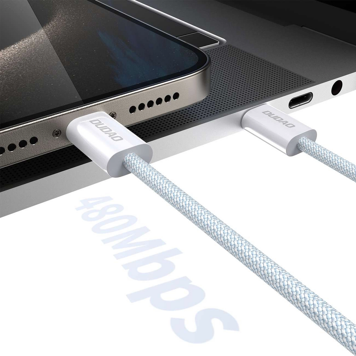 Кабел за данни и зареждане USB-C - USB-C Dudao L6C, 30W, 1м, син