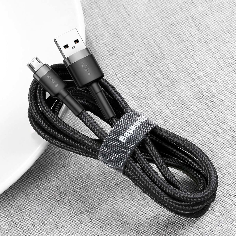 Кабел за данни и зареждане USB-A - microUSB Baseus Cafule, 18W, 1m, сив CAMKLF-BG1