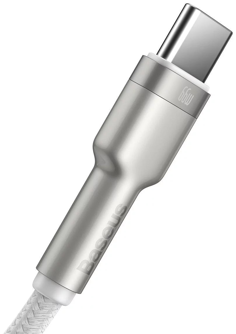 Кабел за данни и зареждане USB-A - USB-C Baseus Cafule Metal Series, 66W, 1m, бял CAKF000102