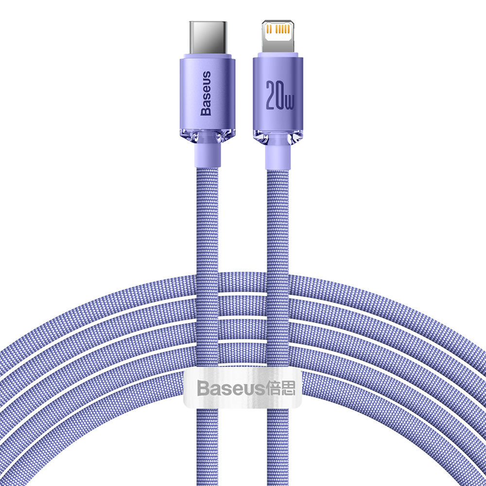 Кабел за данни и зареждане USB-C - Lightning Baseus Crystal Shine Series, 20W, 2m, Лилав CAJY000305