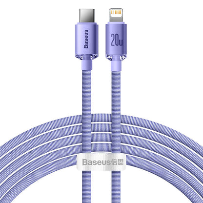 Кабел за данни и зареждане USB-C - Lightning Baseus Crystal Shine Series, 20W, 2m, Лилав CAJY000305