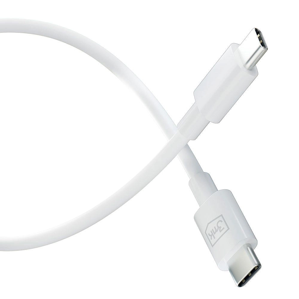 USB-C кабел за данни и зареждане - USB-C 3MK Hyper, 100W, 1,2 м, бял 