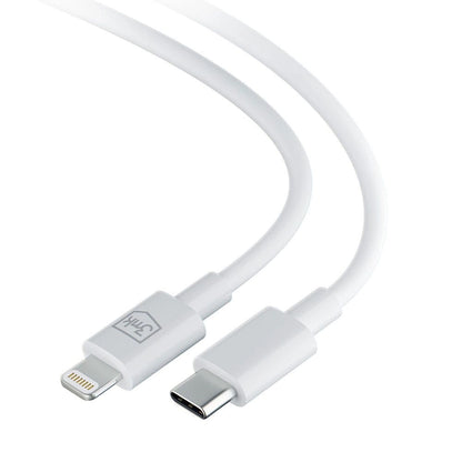 Кабел за данни и зареждане USB-C - Lightning 3MK Hyper, 20W, 1,2 м, бял 