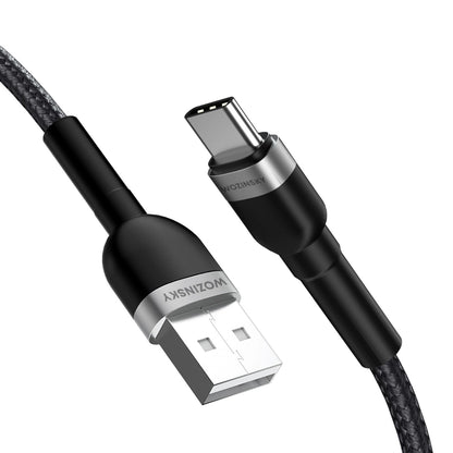 USB-A to USB-C Data and Charging Cable WZK WNBAC1, 20W, 1m, Black