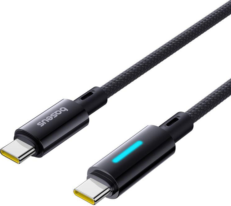 Кабел за данни и зареждане USB-C - USB-C Baseus Lit Button Control, 100W, 2m, Черен P10379000121-01