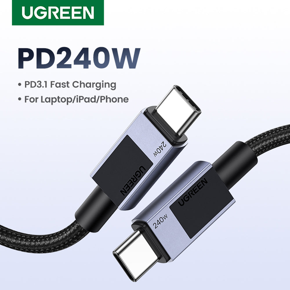 Кабел за данни и зареждане USB-C - USB-C UGREEN L513, 240W, 1m, Черен