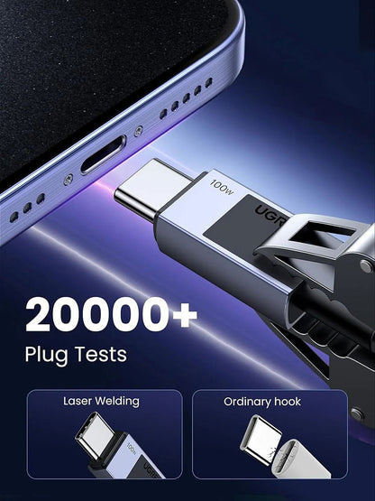 Кабел за данни и зареждане USB-C - USB-C UGREEN L512, 100W, 0.5m, Сив