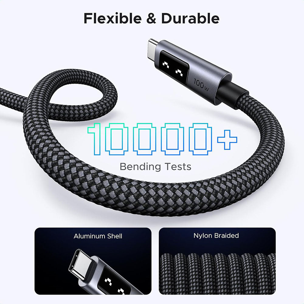 Кабел за данни и зареждане USB-C - USB-C UGREEN L509, 100W, 2m, Сив