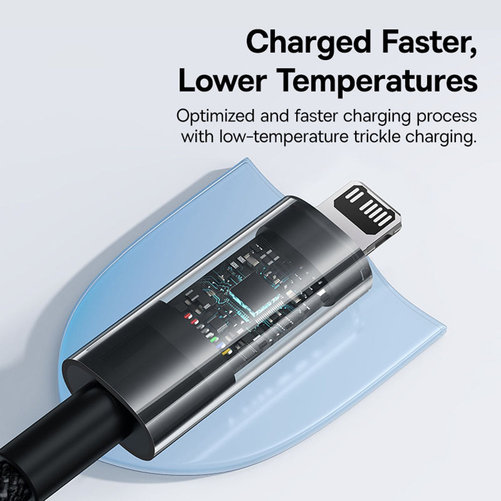 Кабел за данни и зареждане USB-C - Lightning Baseus Gem, 20W, 2m, Черен P10373001111-01