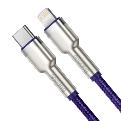 Кабел за данни и зареждане USB-C - Lightning Baseus Cafule Metal Series, 20W, 1m, Лилав CATLJK-A05