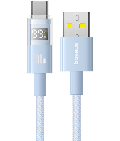 Кабел за данни и зареждане USB-A - USB-C Baseus Display 2, 100W, 1m, Син P10382701311-00