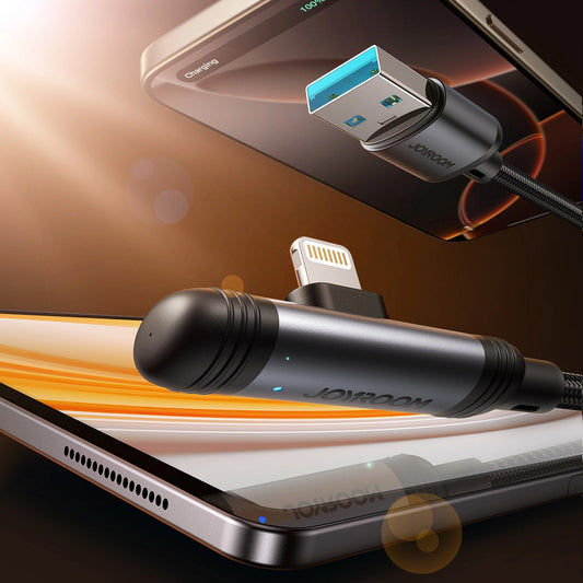 Кабел за данни и зареждане USB-A - USB-C Joyroom S-A56 EnjoyX Angled, 20W, 1.2m, Черен