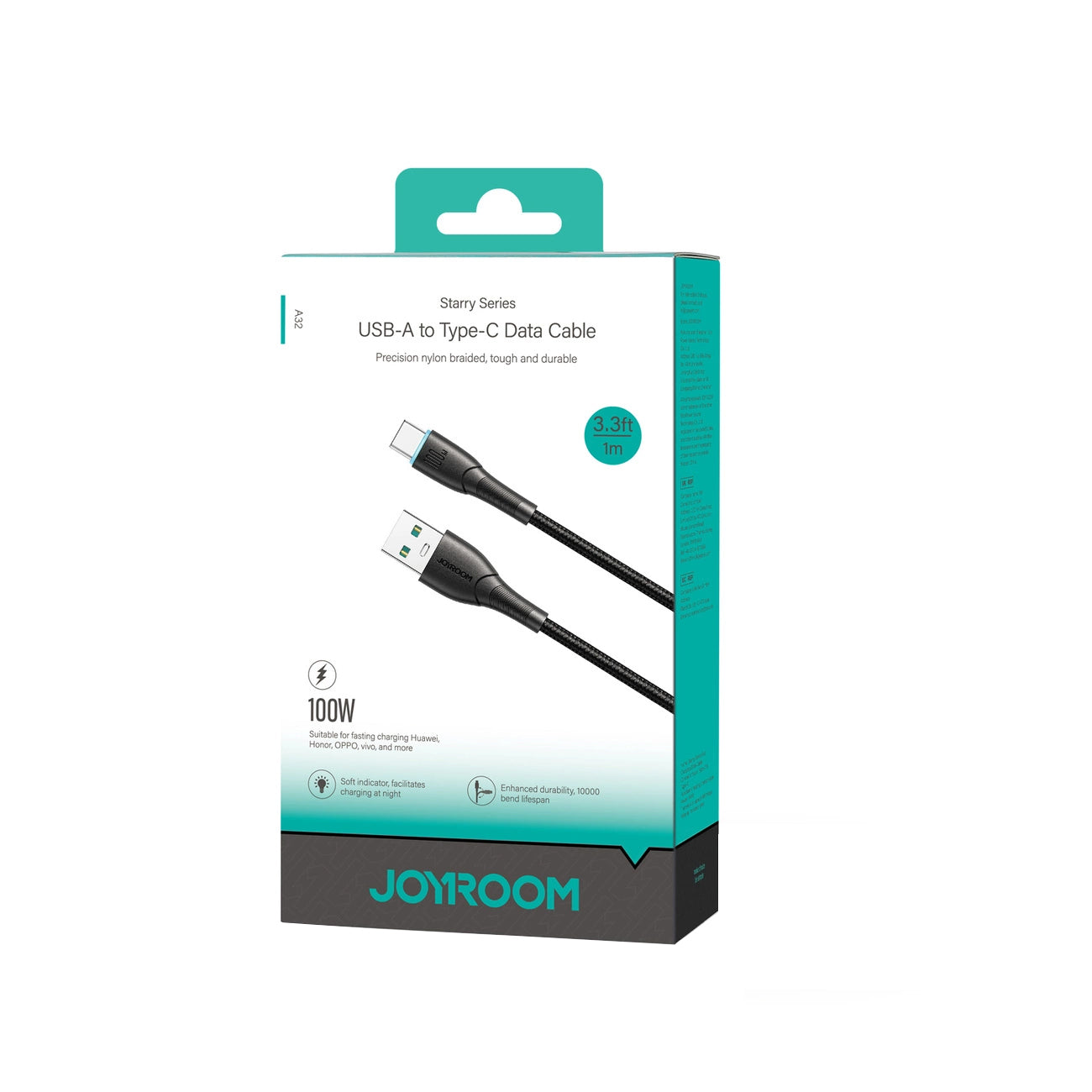 Кабел за данни и зареждане USB-A - USB-C Joyroom S-A32, 100W, 1m, Черен