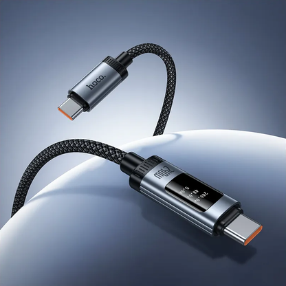 Кабел за данни и зареждане USB-C - USB-C HOCO Display U148, 240W, 1.2m, Черен