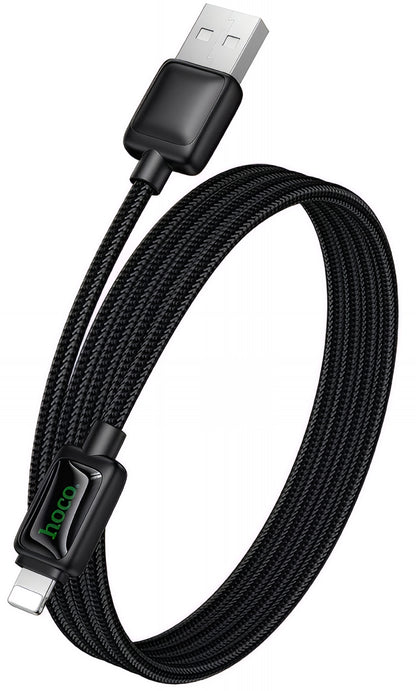 Кабел за данни и зареждане USB-A - Lightning HOCO U146, 12W, 1.2m, Черен