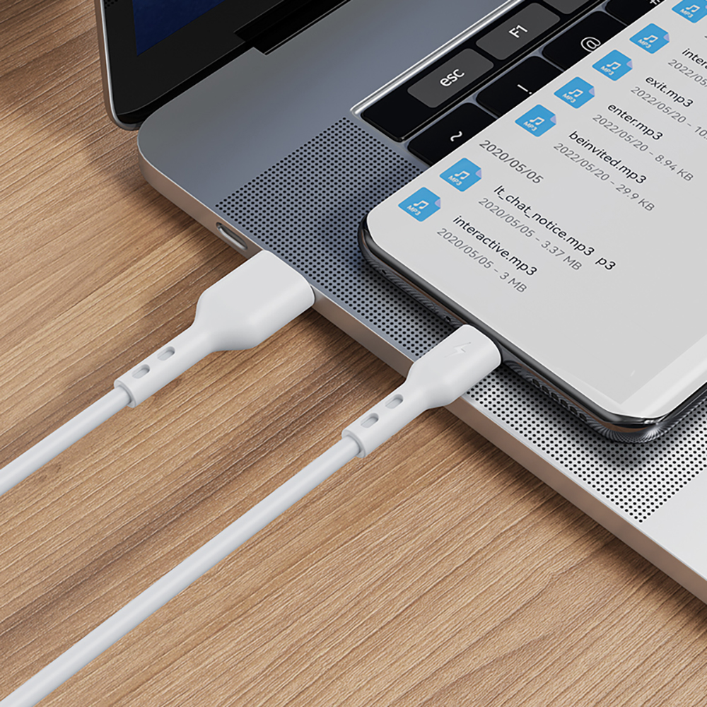 Кабел за данни и зареждане USB-A - USB-C BWOO X172C, 60W, 1m, Бял
