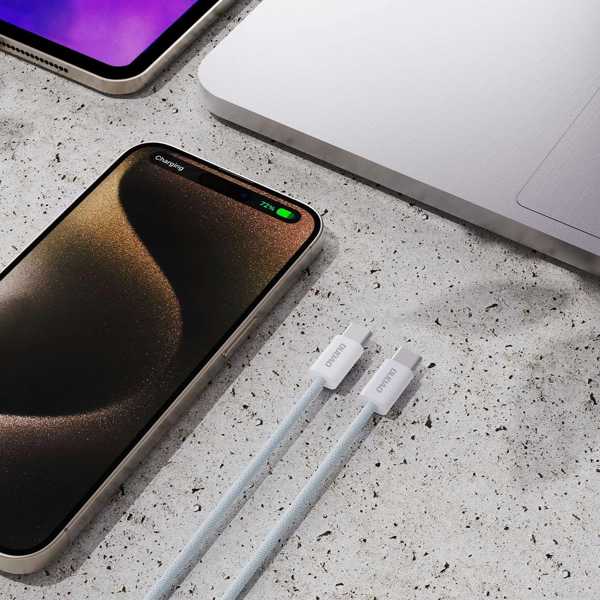 Кабел за данни и зареждане USB-C - USB-C Dudao L6C, 30W, 1м, син