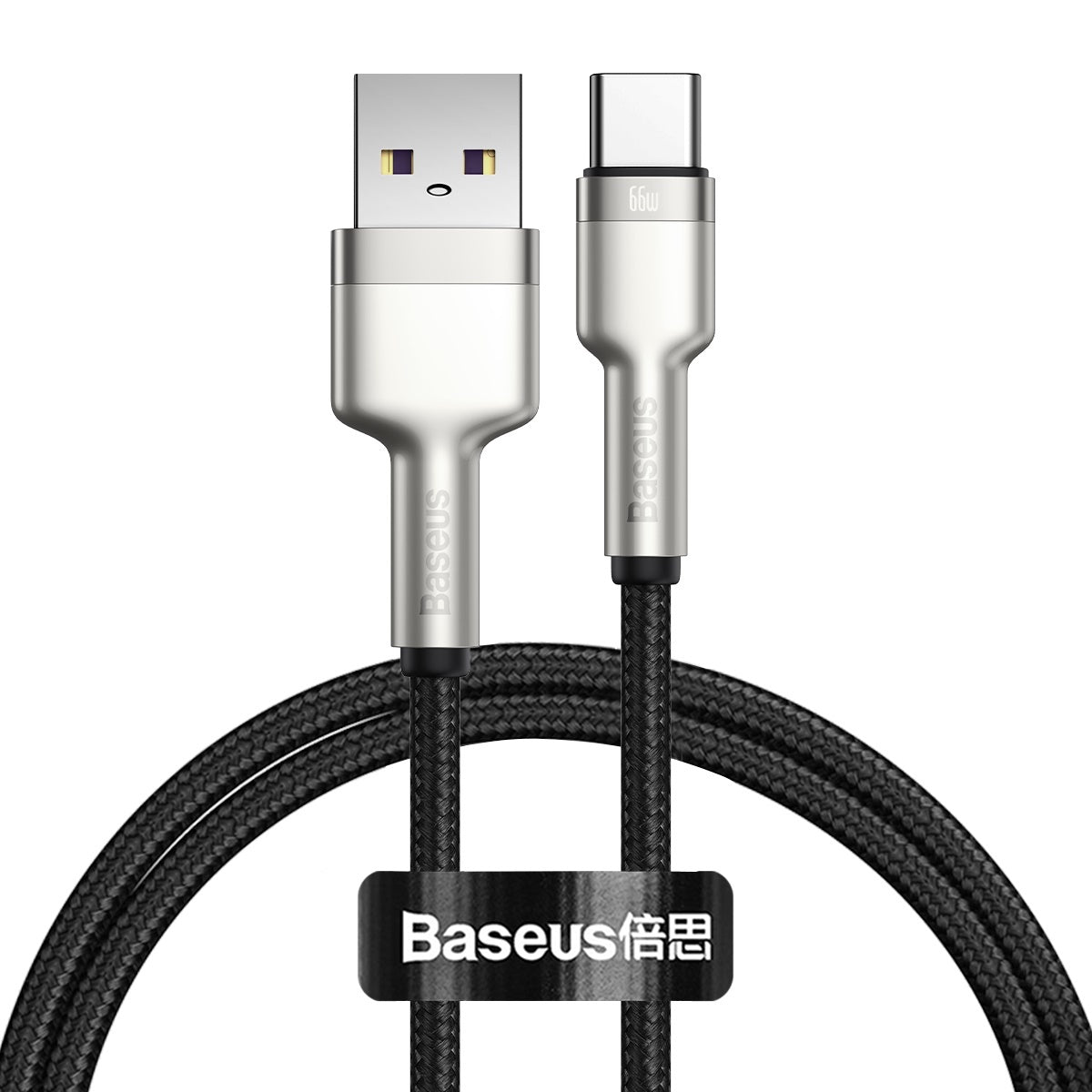 Кабел за данни и зареждане USB-A - USB-C Baseus Cafule Metal Series, 66W, 1m, черен CAKF000101 CAKF000101